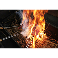 豪快な藁焼き鰹たたきの写真素材(1)