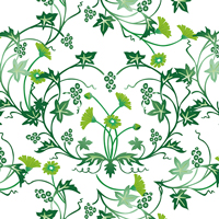 さわやかな草花のパターン模様素材(グリーン)