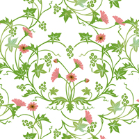 さわやかな草花のパターン模様素材(ピンク)