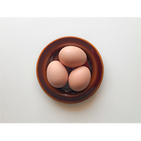 皿に載った茶色の卵の写真素材(1)