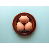 皿に載った茶色の卵の写真素材(2)