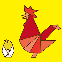 折り紙のようなニワトリのイラスト素材(4)