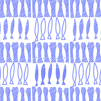 5匹ずつ並んだ魚のパターンの写真(紫)