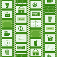 フィルムに見立てた映画のパターン素材(緑)
