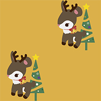 トナカイとクリスマスツリーのシームレス模様素材(1)