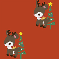 トナカイとクリスマスツリーのシームレス模様素材(3)