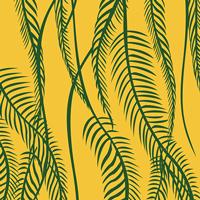 黄地の観葉植物柄のパターンタイル模様