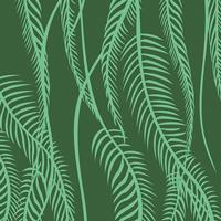 緑地の観葉植物柄のパターンタイル模様