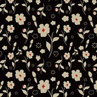 黒とベージュの和風の花柄パターン模様
