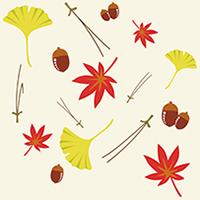 紅葉と銀杏とどんぐりの季節柄シームレス模様素材(1)