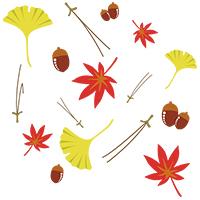 紅葉と銀杏とどんぐりの季節柄シームレス模様素材(2)