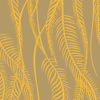 ベージュ地の観葉植物柄のパターンタイル模様