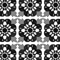 白黒のフローラル調パターンタイル(3)模様