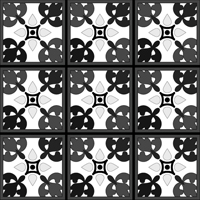 白黒の紋様調パターンタイル(2)模様