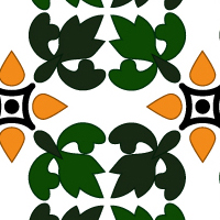 グリーンの紋様調パターンタイル(1)模様