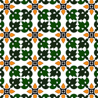 グリーンの紋様調パターンタイル(2)模様