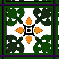 グリーンの紋様調パターンタイル(3)模様