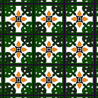 グリーンの紋様調パターンタイル(4)模様