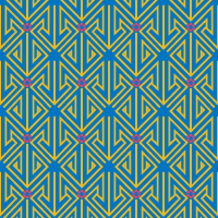 青と黄の三角矢印パターンタイル模様