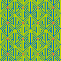 青と黄緑の三角矢印パターンタイル模様