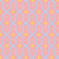 ピンク地のアラベスク調のパターンタイル模様