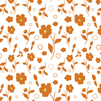 オレンジと白の和風の花柄パターン模様