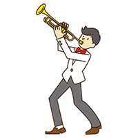 トランペットを吹いている男性(2)のイラスト素材