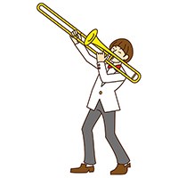 トロンボーンを吹いている男性(1)のイラスト素材