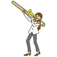 トロンボーンを吹いている男性(2)のイラスト素材