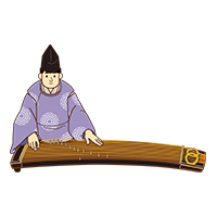 雅楽の楽器「筝(そう)」を演奏する男の人(1)
