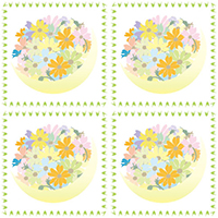 かごに入った花の切手風パターン素材