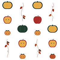 秋の果実の断面のシームレス模様素材(2)