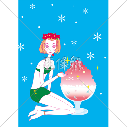 女の子と大きいかき氷のイラスト 画像衆 デザインを簡単レベルアップ 写真 模様 イラストのダウンロードサイト