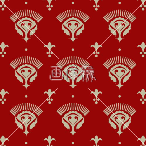 赤の邸宅調のパターンタイル(1)模様