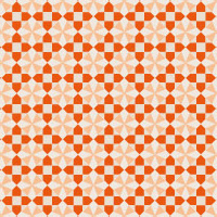 オレンジの小花アート調のパターン模様