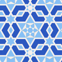 青の六角形パッチワークパターン模様
