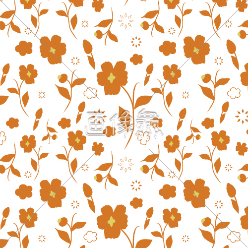 オレンジと白の和風の花柄パターン模様 画像衆 デザインを簡単