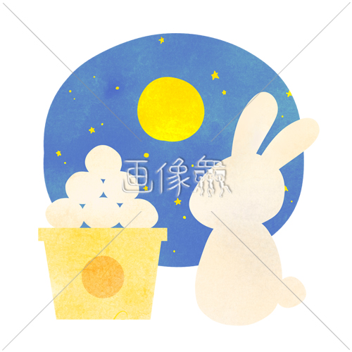 お月見をするウサギのイラスト素材