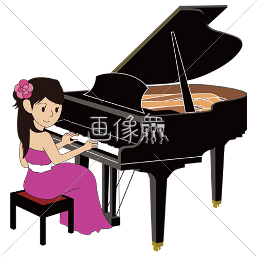 ピアノを弾いている女性のイラスト 1 画像衆 デザインを簡単レベル