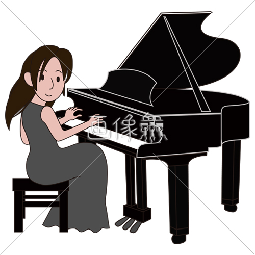ピアノを弾いている女性のイラスト 2 画像衆 デザインを簡単レベル