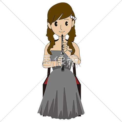 オーボエを吹いている女性のイラスト 画像衆 デザインを簡単レベルアップ 写真 模様 イラストのダウンロードサイト