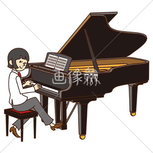 ピアノを弾いている女性のイラスト 画像衆 デザインを簡単レベルアップ 写真 模様 イラストのダウンロードサイト