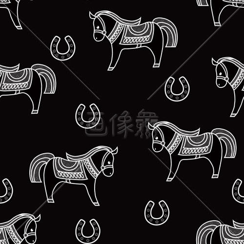 メルヘンでダークカラーの馬パターン素材 ブラック 画像衆 デザインを簡単レベルアップ 写真 模様 イラストのダウンロードサイト