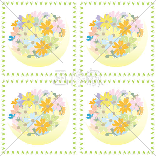 かごに入った花の切手風パターン素材 画像衆 デザインを簡単レベルアップ 写真 模様 イラストのダウンロードサイト