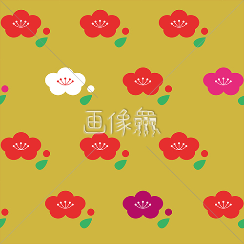 梅の花のシームレス模様素材(1)